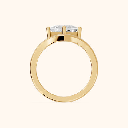 Evelyn Chevron Solitaire Princess Diamond Engagement Ring in Yellow Gold - FingerView