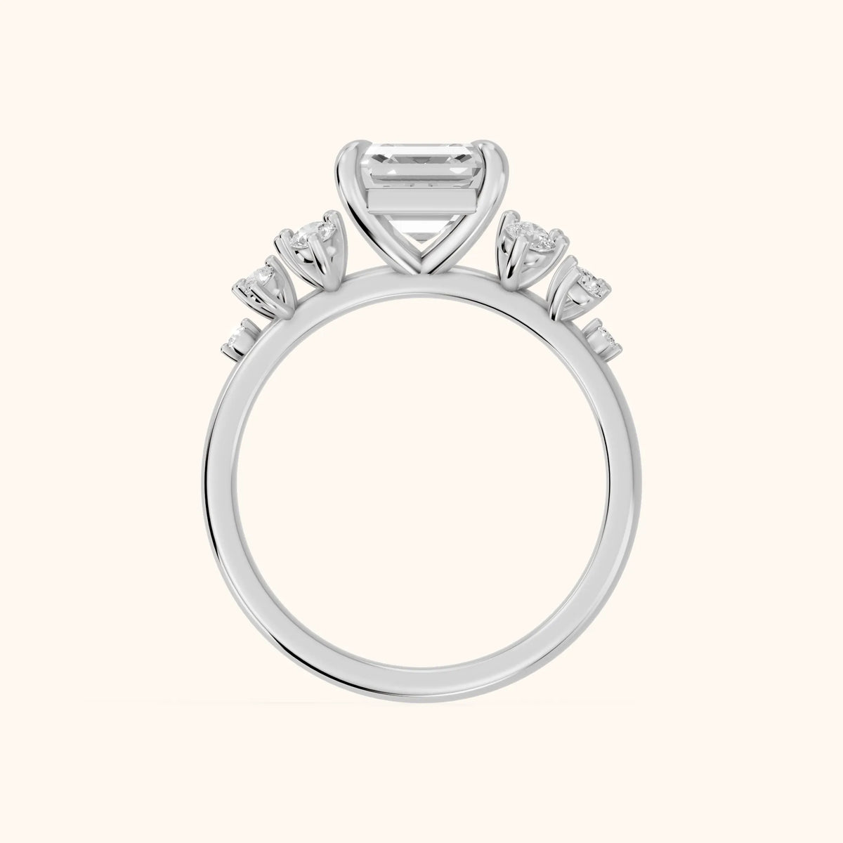 Mirabelle Cluster Asscher Diamond Engagement Ring in Platinum - FingerView.webp