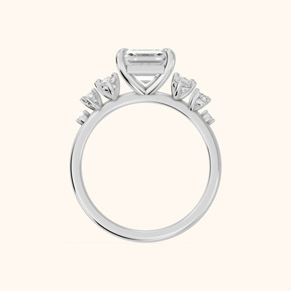 Mirabelle Cluster Asscher Diamond Engagement Ring in Platinum - FingerView.webp