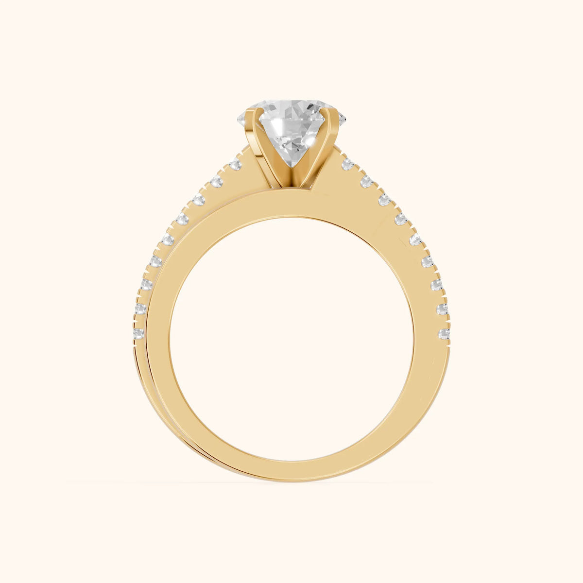 Edith Criss Cross Pavé Round Diamond Engagement Ring in Yellow Gold - FingerView.webp