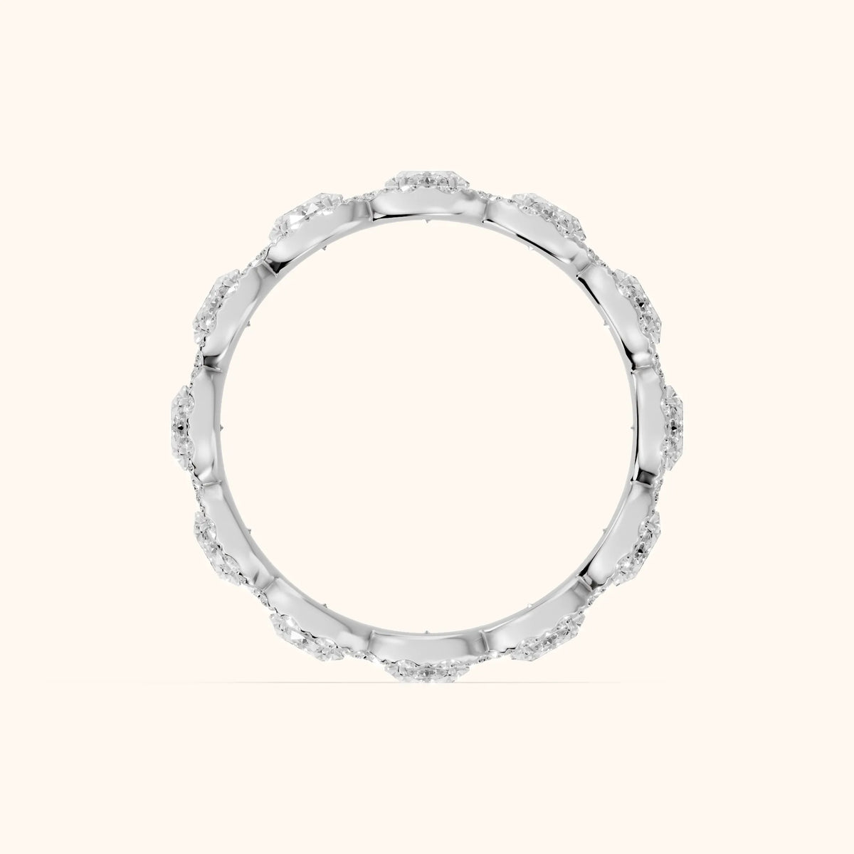 Delphine Pavé Oval Diamond Eternity Band in White Gold - FingerView