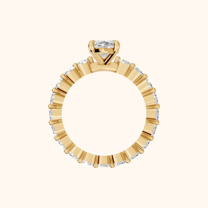 Piper Sidestone Marquise Diamond Engagement Ring in Yellow Gold - FingerView.webp