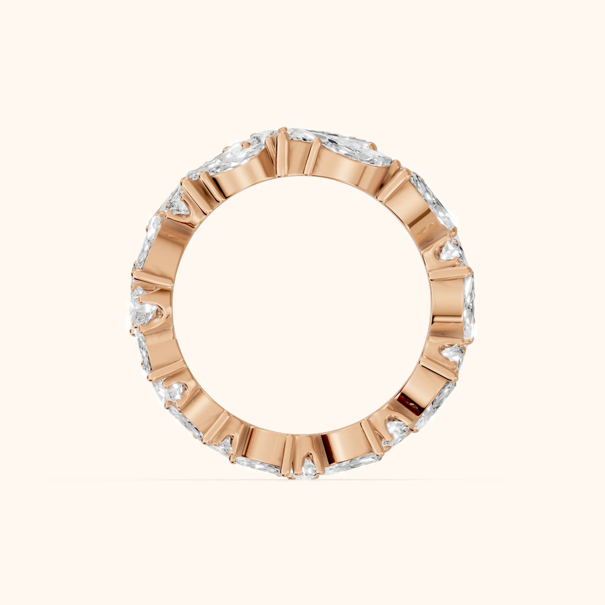Romina Eternity Marquise & Round Diamond Anniversary Ring in Rose Gold - FingerView