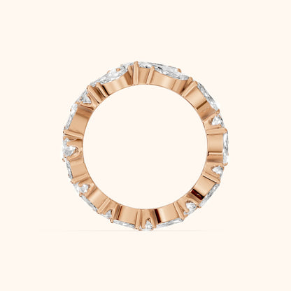 Romina Eternity Marquise & Round Diamond Anniversary Ring in Rose Gold - FingerView