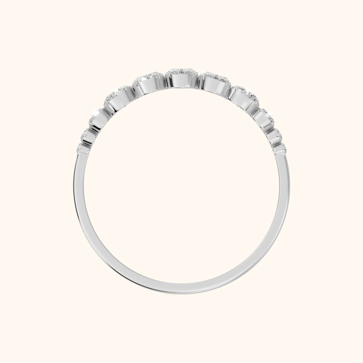 Nerea Riviera Oval & Round Diamond Wedding Band in Platinum - FingerView