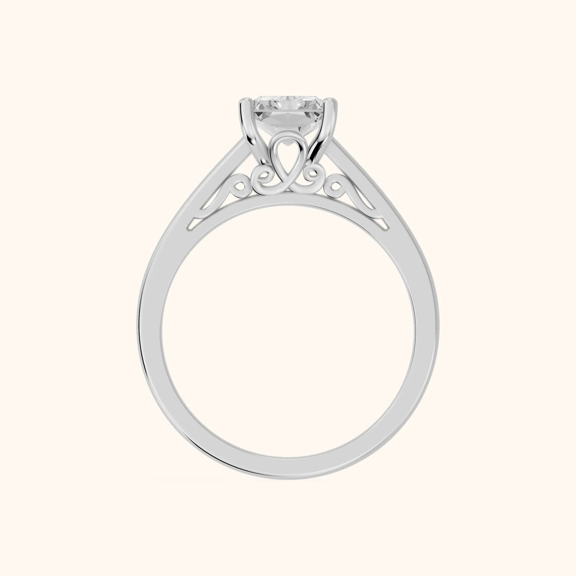 Iris Vintage Radiant Diamond Engagement Ring in Platinum - FingerView