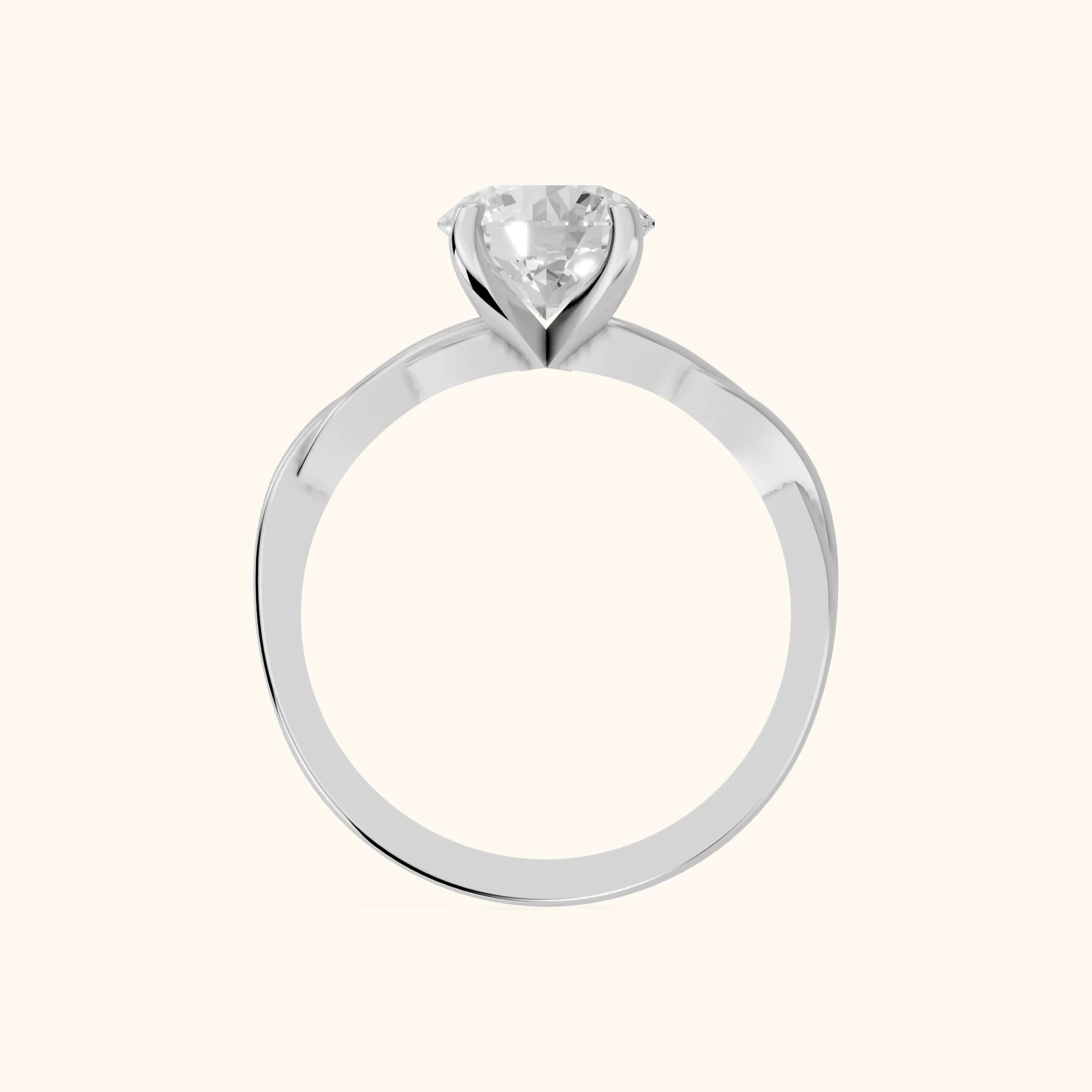 Iris Twist Round Diamond Engagement Ring in Platinum - FingerView