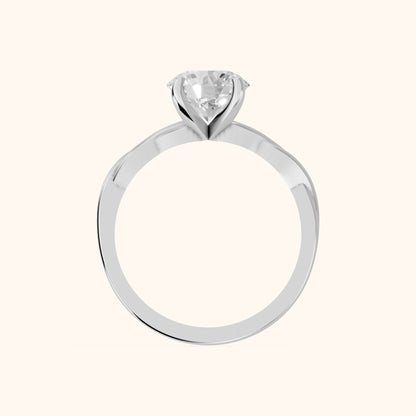 Iris Twist Round Diamond Engagement Ring in Platinum - FingerView