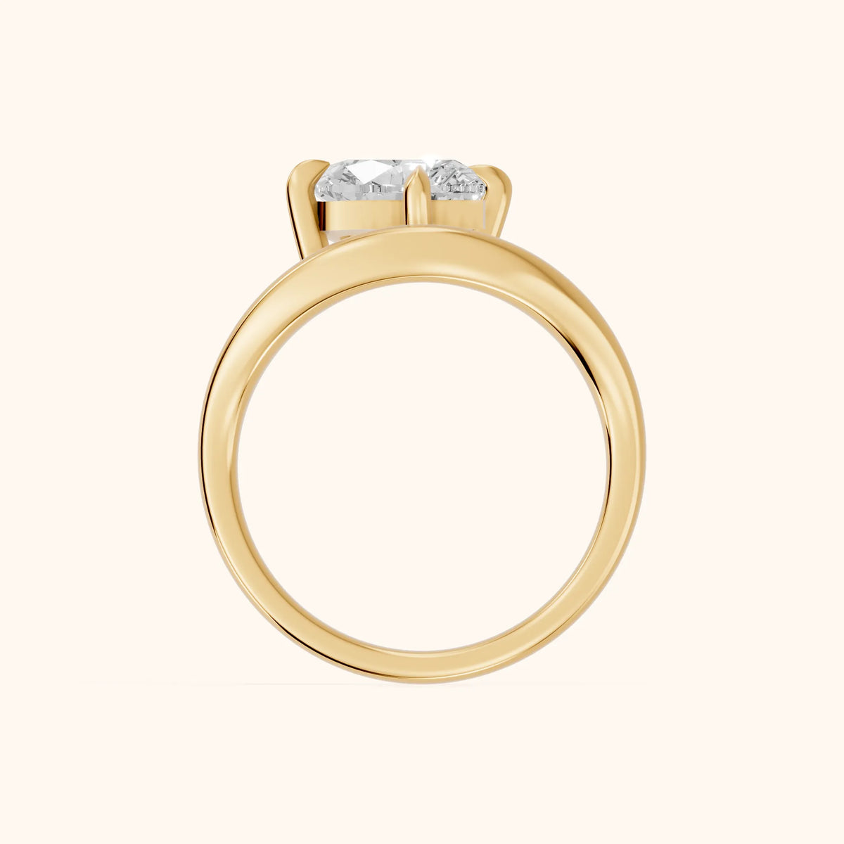 Katherine East-West Bypass Heart Diamond Engagement Ring in Yellow Gold - FingerView.webp
