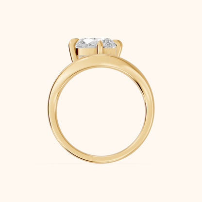 Katherine East-West Bypass Heart Diamond Engagement Ring in Yellow Gold - FingerView.webp