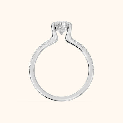 Eternal Embrace Solitaire Oval Diamond Engagement Ring in White Gold - FingerView