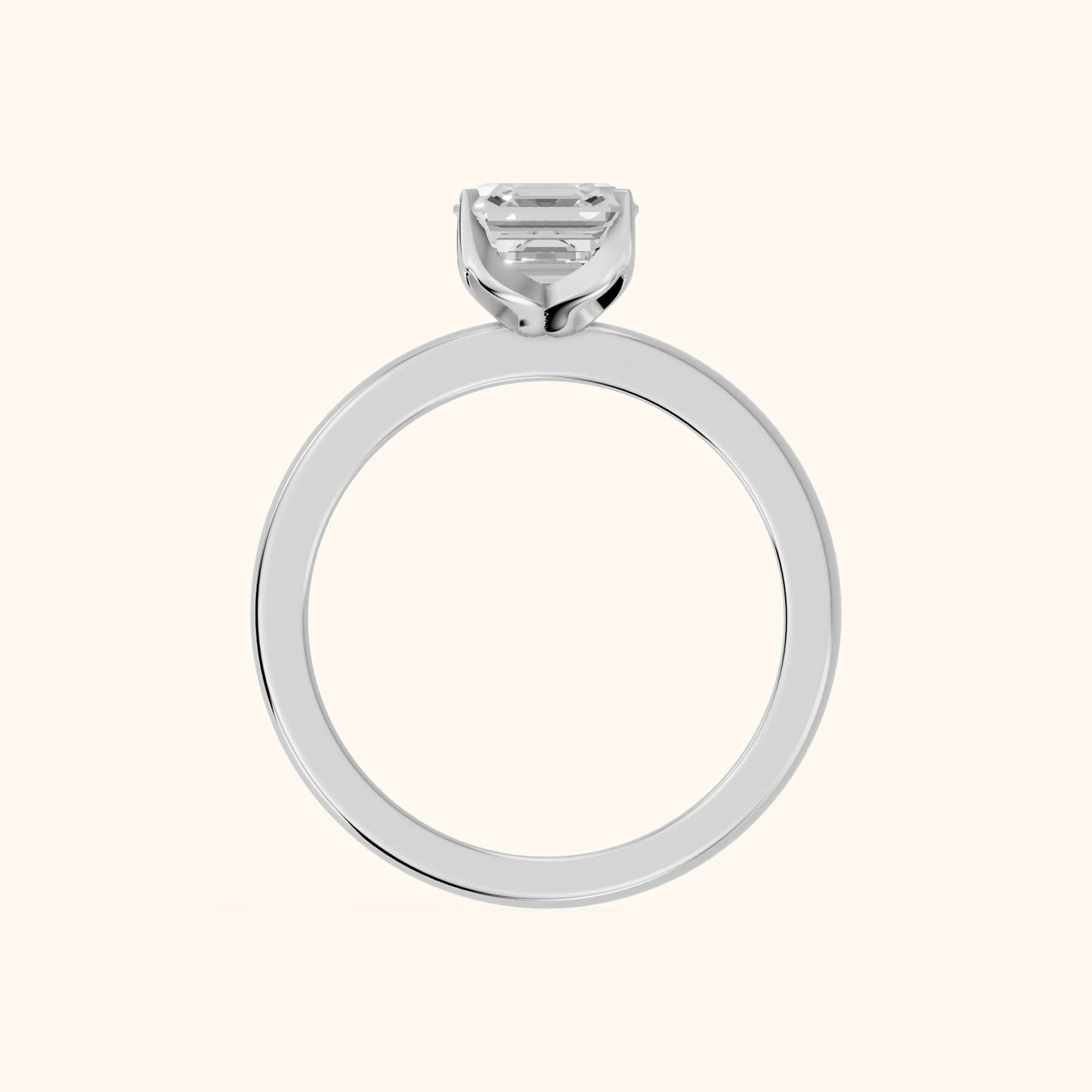 Serena Blossom Solitaire Asscher Diamond Ring in Platinum - FingerView