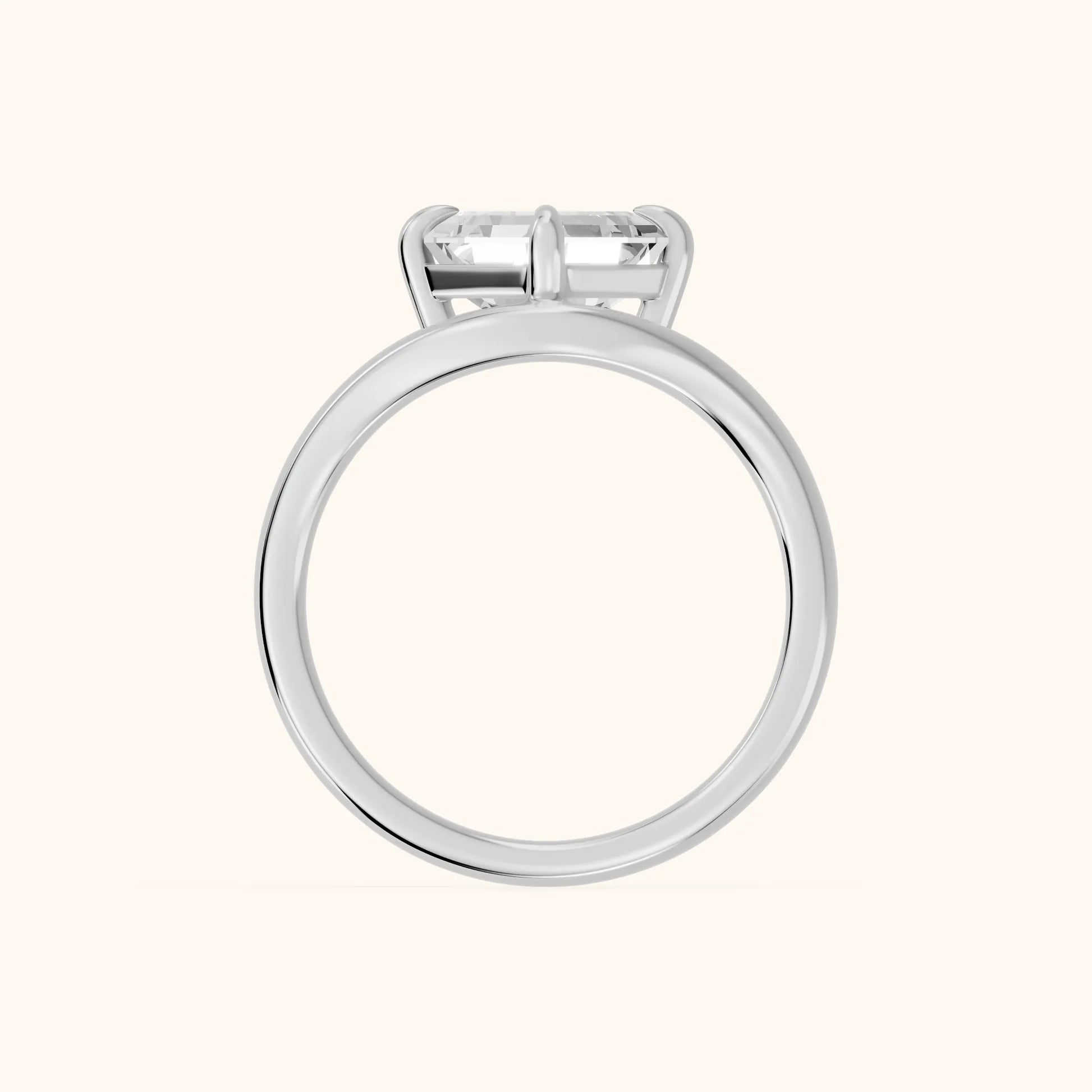 Seraphina Criss Cross Asscher Diamond Engagement Ring in White Gold - FingerView
