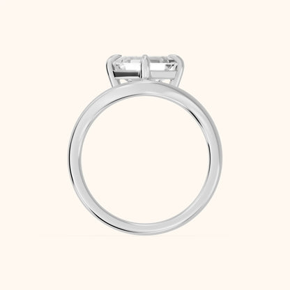 Seraphina Criss Cross Asscher Diamond Engagement Ring in White Gold - FingerView