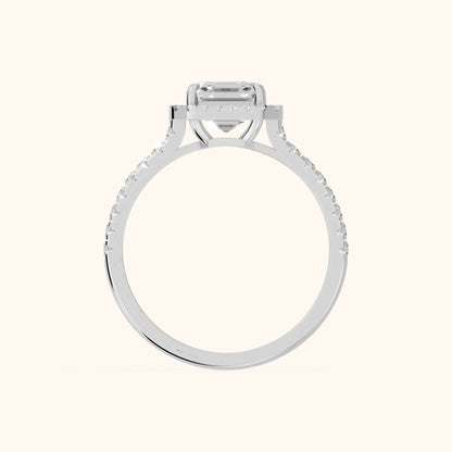 Mabel Halo French Pavé Asscher Diamond Engagement Ring in Platinum - FingerView.webp