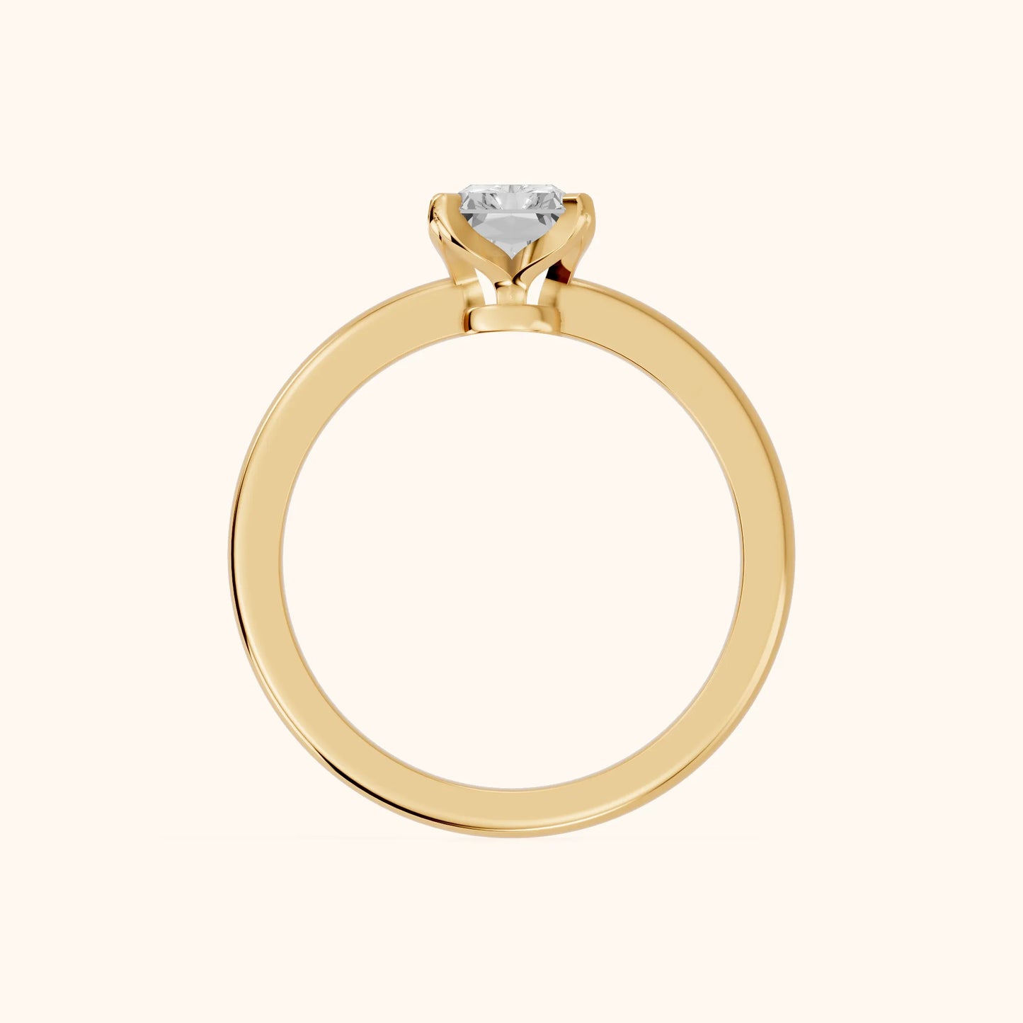 Flora Guardian Solitaire Radiant Diamond Engagement Ring in Yellow Gold - FingerView