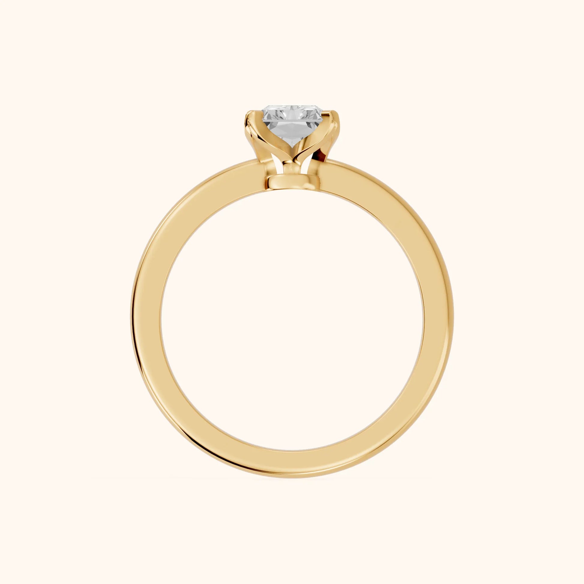 Flora Guardian Solitaire Radiant Diamond Engagement Ring in Yellow Gold - FingerView