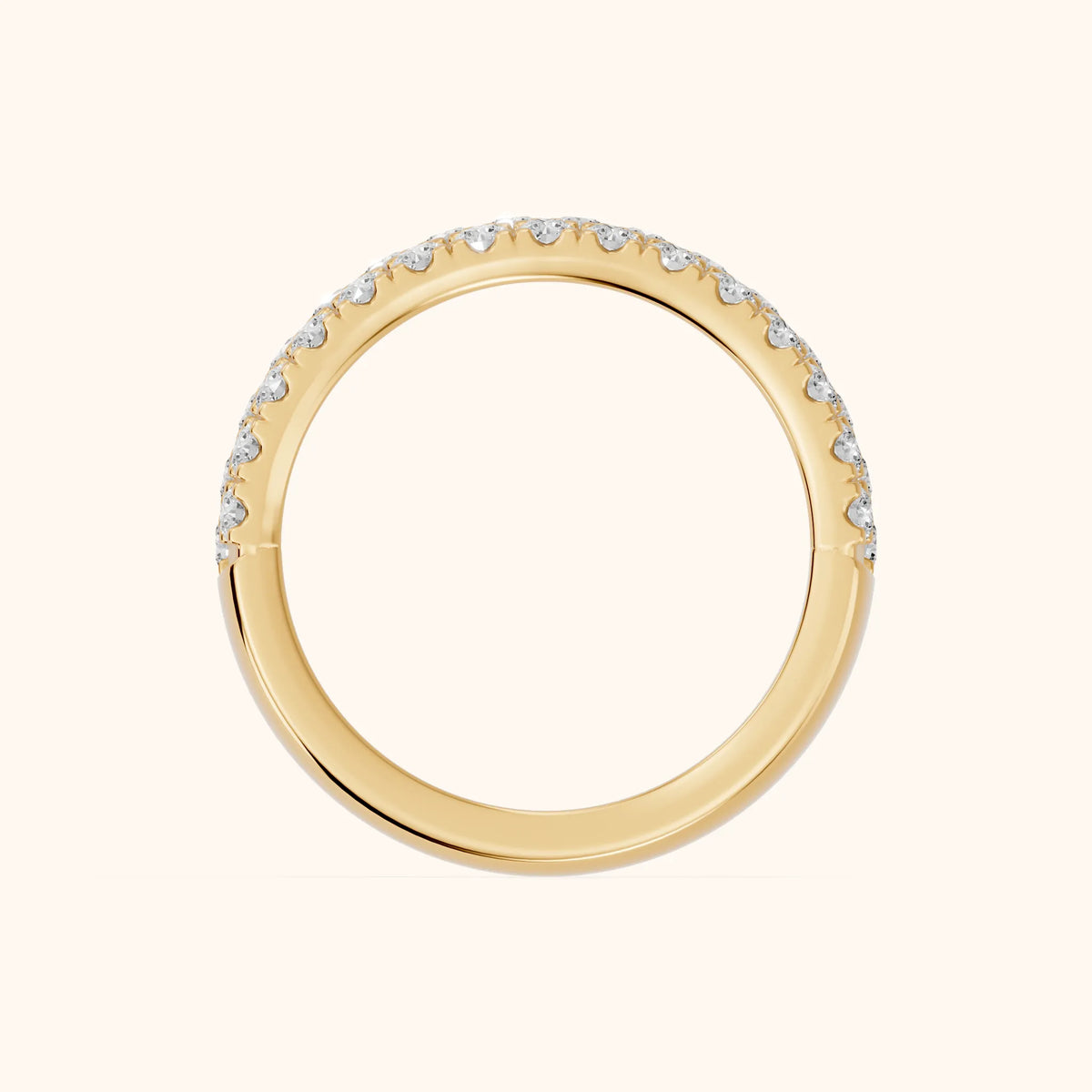 Fiona Pavé Round Diamond Anniversary Ring in Yellow Gold - FingerView