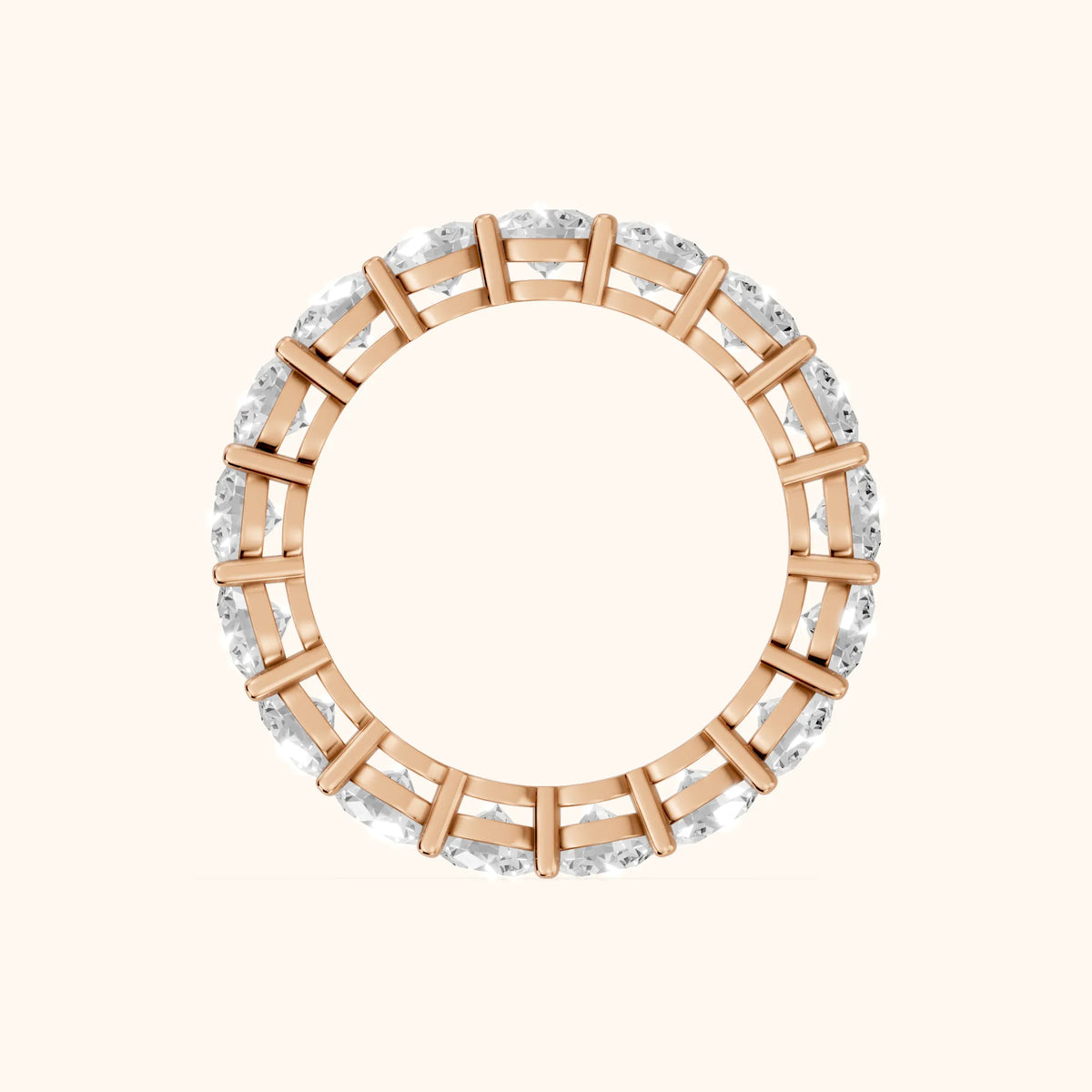 Camille Shared Prong Round Diamond Eternity Band in Rose Gold - FingerView