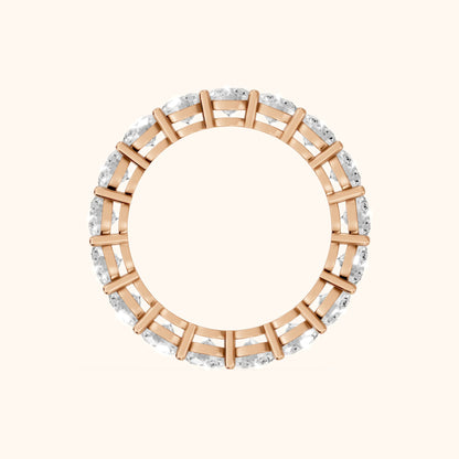 Camille Shared Prong Round Diamond Eternity Band in Rose Gold - FingerView