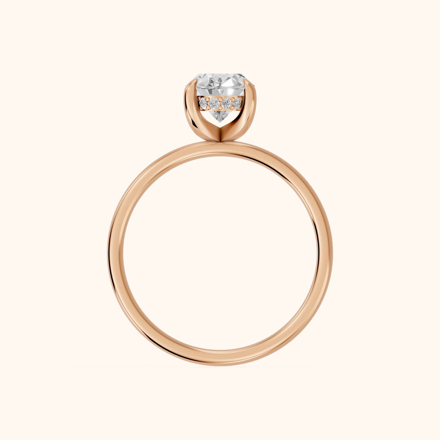 Charlotte Charm Solitaire Oval Diamond Engagement Ring in Rose Gold - FingerView