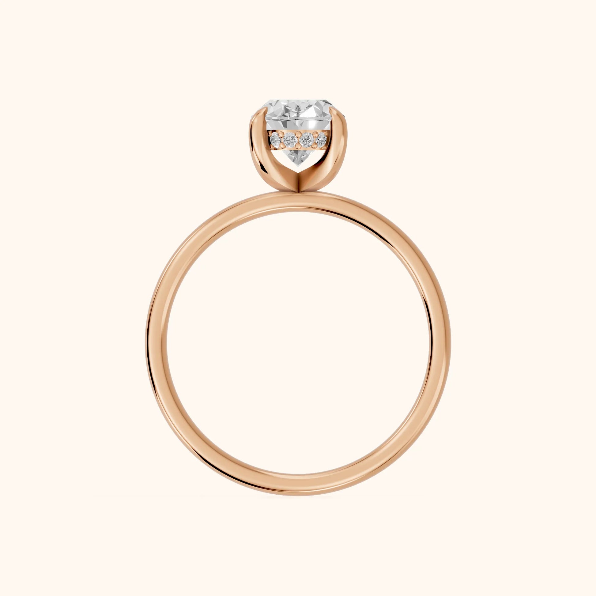 Charlotte Charm Solitaire Oval Diamond Engagement Ring in Rose Gold - FingerView