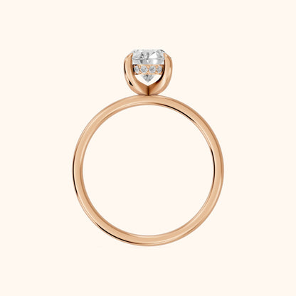 Charlotte Charm Solitaire Oval Diamond Engagement Ring in Rose Gold - FingerView