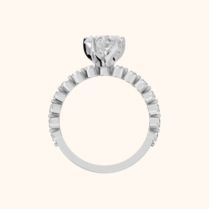 Eleanor Majesty Side Stone Heart Diamond Engagement Ring in White Gold - FingerView