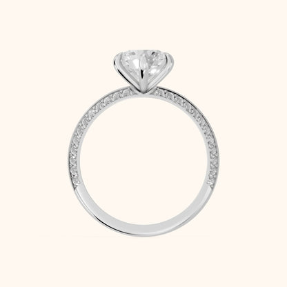 Meredith Knife Edge Pavé Round Diamond Engagement Ring in Platinum - FingerView.webp