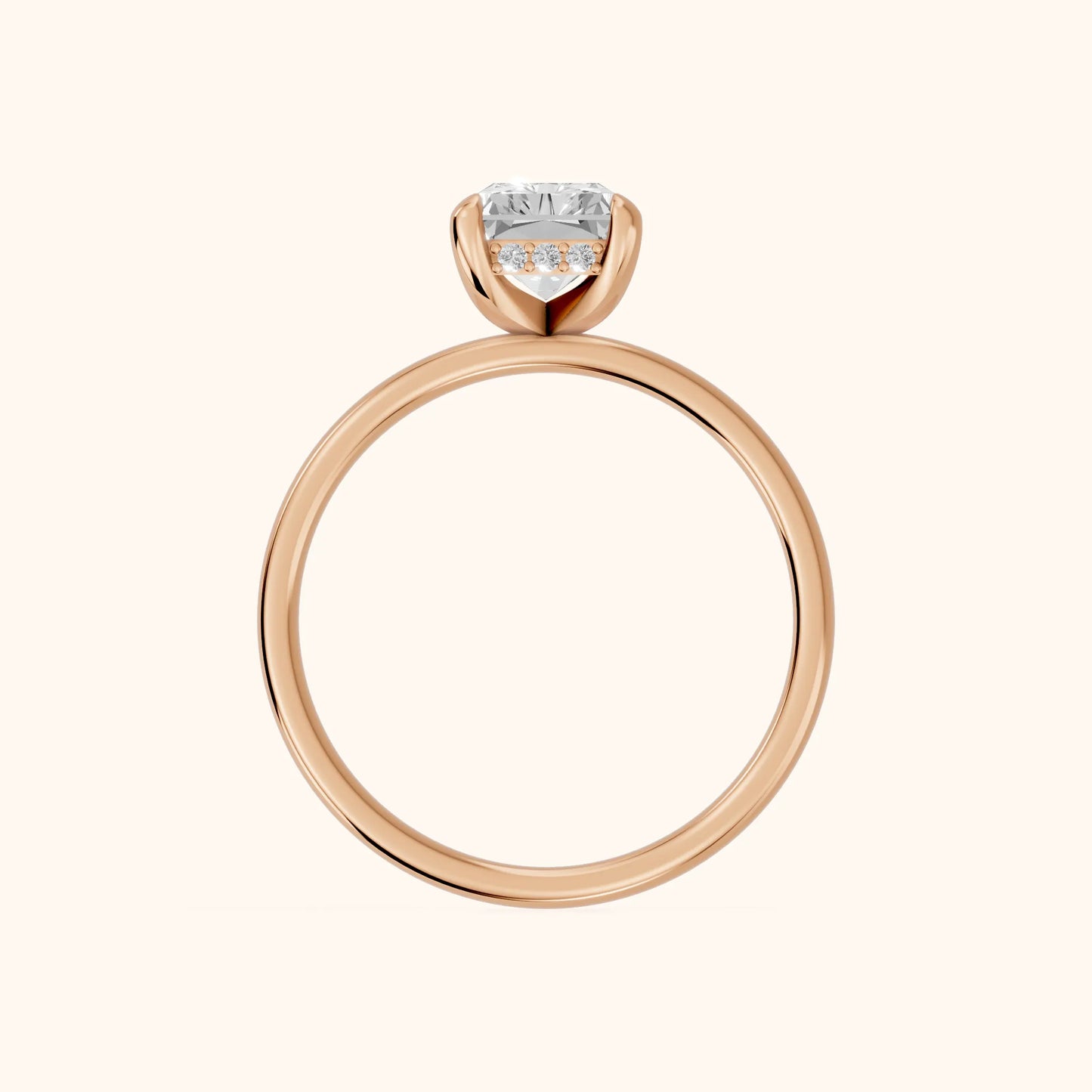 Charlotte Charm Solitaire Radiant Diamond Engagement Ring in Rose Gold - FingerView