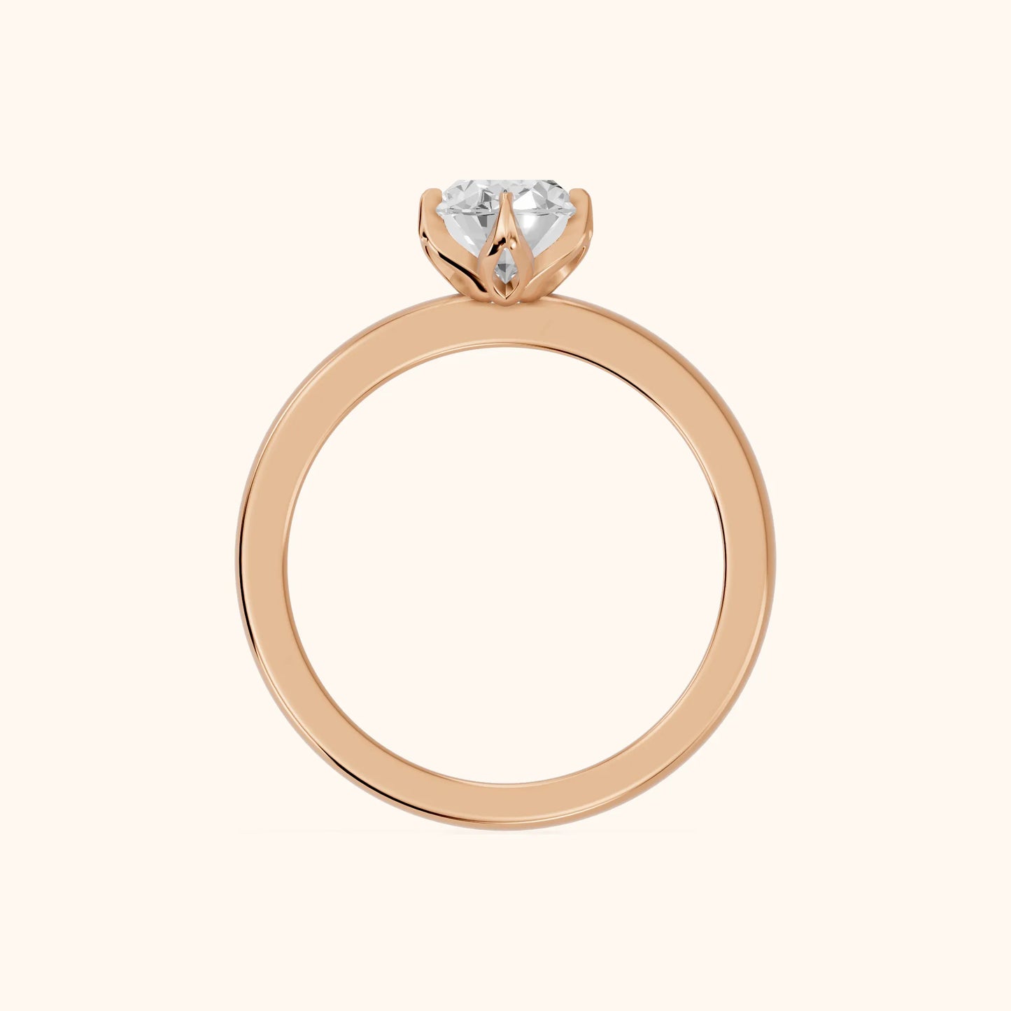 Serena Blossom Solitaire Oval Diamond Engagement Ring in Rose Gold - FingerView