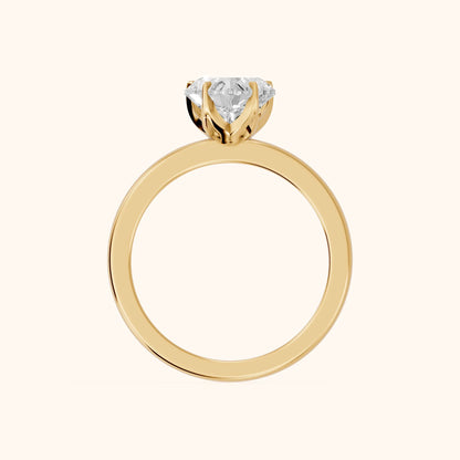 Serena Blossom Solitaire Heart Diamond Engagement Ring in Yellow Gold - FingerView