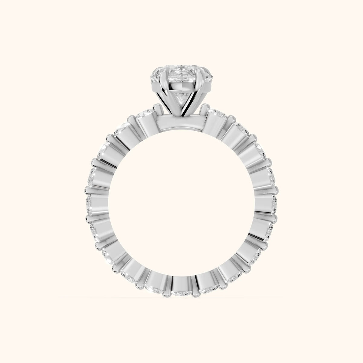 Piper Sidestone Pear Diamond Engagement Ring in Silver - FingerView.webp