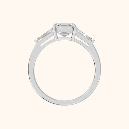 Winnie Three-Stone Asscher Diamond Engagement Ring in Silver - FingerView.webp