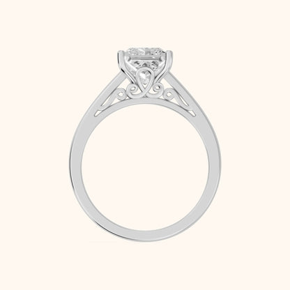 Iris Vintage Princess Diamond Engagement Ring in Silver - FingerView
