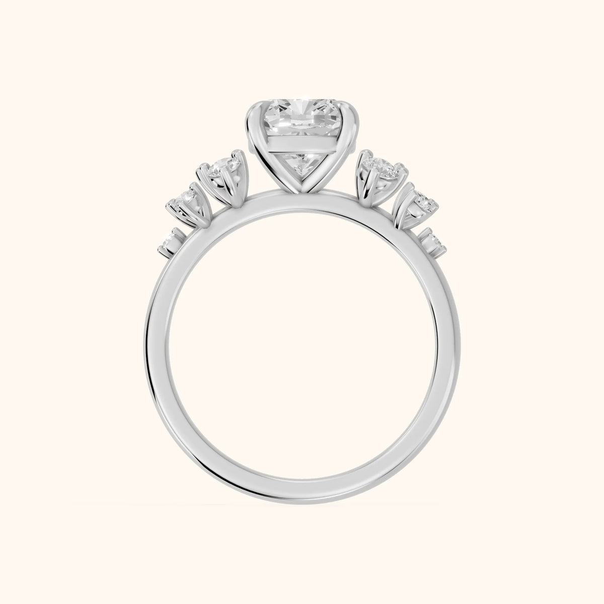 Mirabelle Cluster Cushion Diamond Engagement Ring in Silver - FingerView.webp
