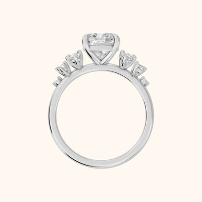 Mirabelle Cluster Cushion Diamond Engagement Ring in Silver - FingerView.webp