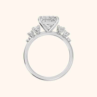 Mirabelle Cluster Princess Diamond Engagement Ring in Platinum - FingerView.webp