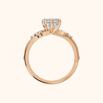 Joanna Milgrain Twist Asscher Diamond Engagement Ring in Rose Gold - FingerView.webp