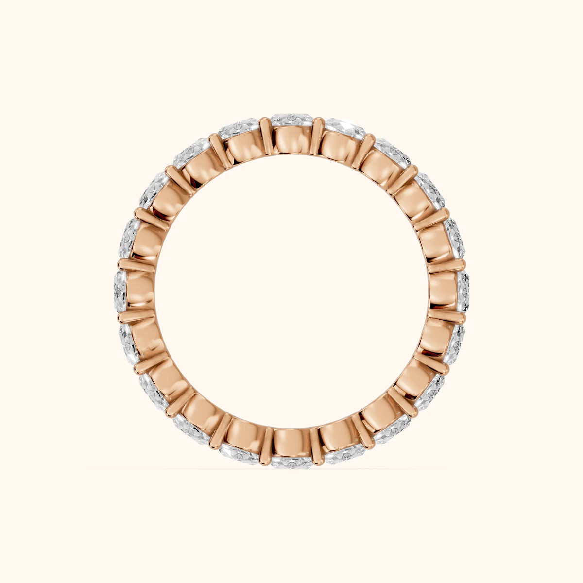 Vidya Shared Prong Oval Diamond Eternity Band in Rose Gold - FingerView