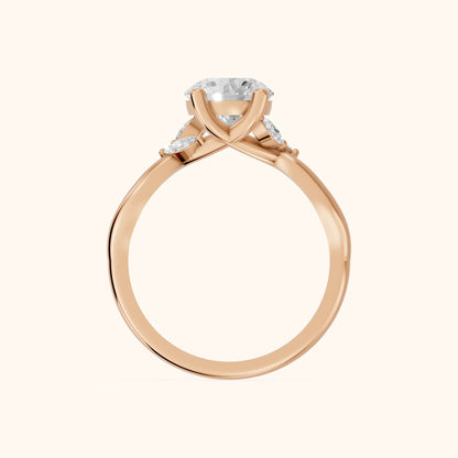 Luna Glow Twisted Round Diamond Engagement Ring in Rose Gold - FingerView