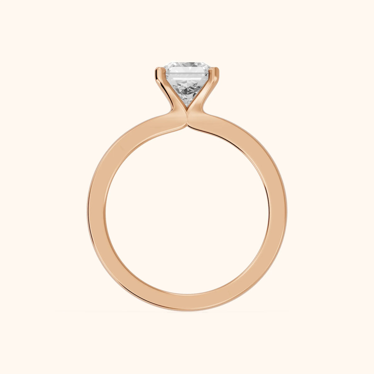 Matilda Cathedral Solitaire Asscher Diamond Engagement Ring in Rose Gold - FingerView.webp