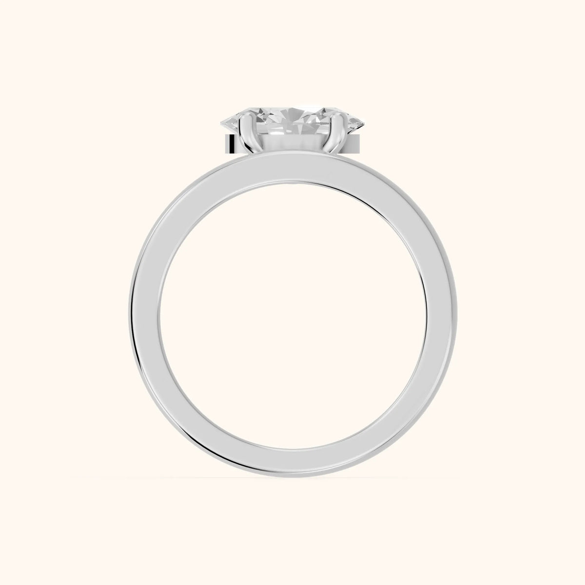 Maisie Four Prong Solitaire Oval Diamond Engagement Ring in White Gold - FingerView.webp