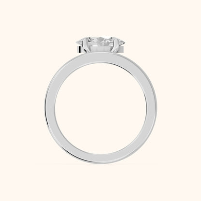 Maisie Four Prong Solitaire Oval Diamond Engagement Ring in White Gold - FingerView.webp