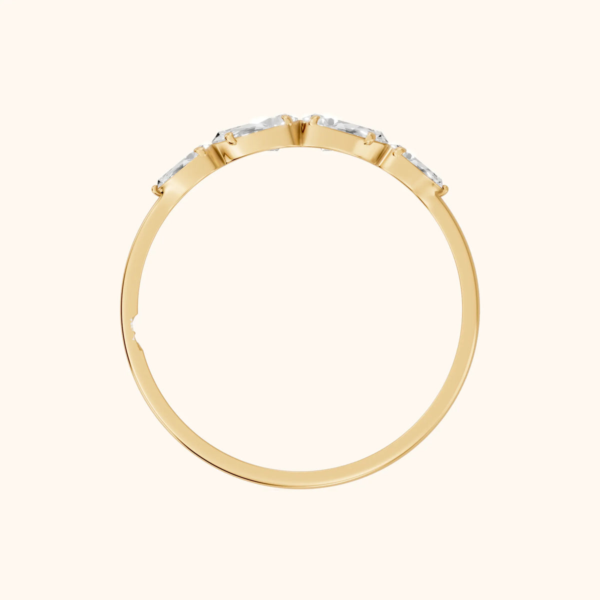 Samara Petite Pear Diamond Wedding Band in Yellow Gold - FingerView
