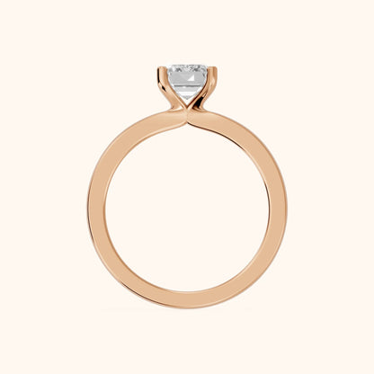 Matilda Cathedral Solitaire Emerald Diamond Engagement Ring in Rose Gold - FingerView.webp