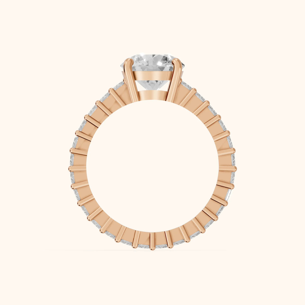Mallory Shared Prong Round Diamond Engagement Ring in Rose Gold - FingerView.webp