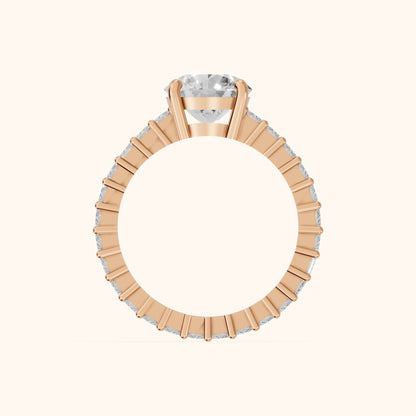 Mallory Shared Prong Round Diamond Engagement Ring in Rose Gold - FingerView.webp