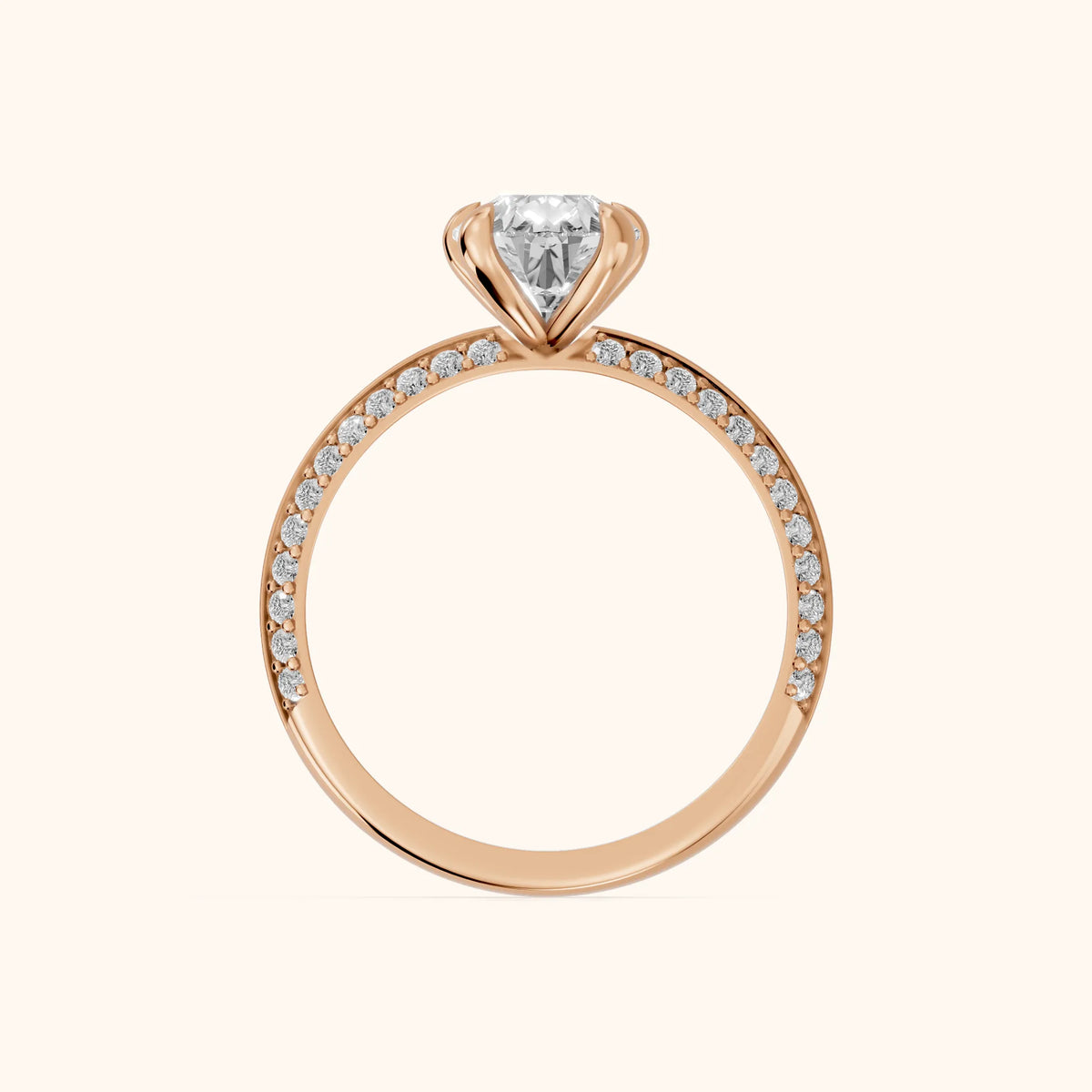 Meredith Knife Edge Pavé Pear Diamond Engagement Ring in Rose Gold - FingerView.webp