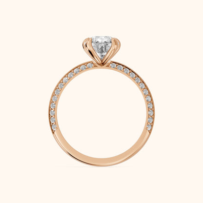Meredith Knife Edge Pavé Pear Diamond Engagement Ring in Rose Gold - FingerView.webp